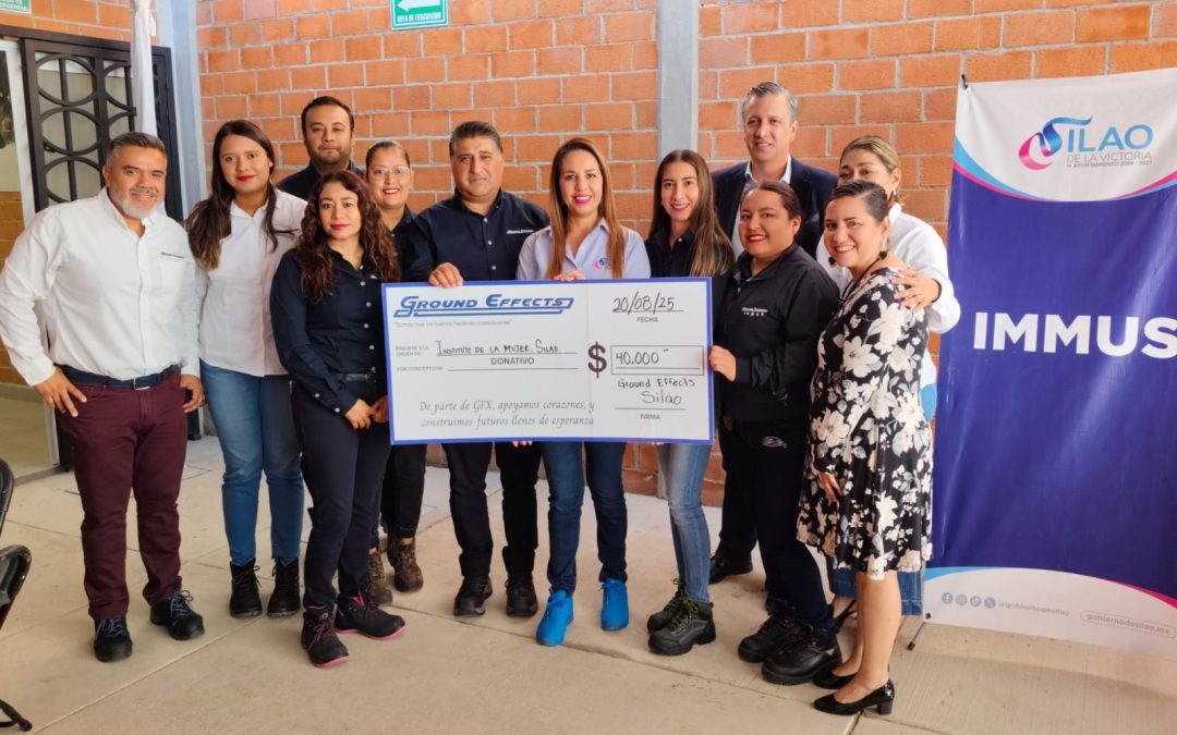 Entrega empresa Ground Effects donativo al Instituto Municipal de las Mujeres Silaoenses