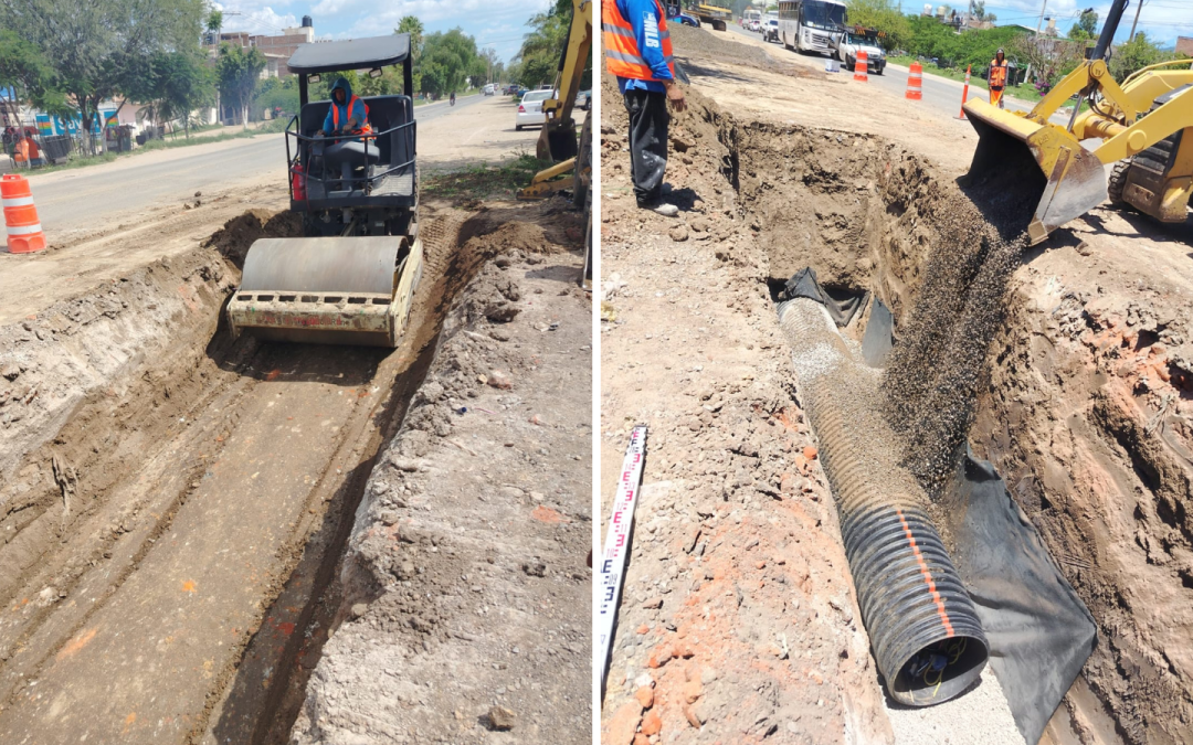Construye SAPAS colector sanitario en el margen derecho de la carretera Silao-Trejo