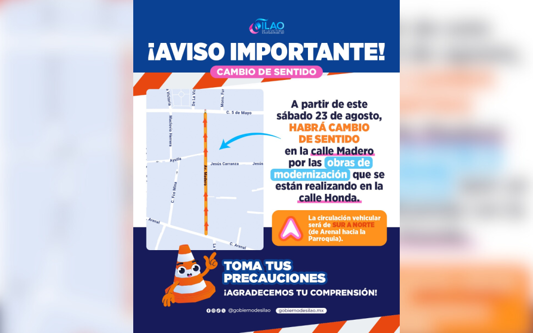 Cambia el sentido de circulación en 4 arterias céntricas por obra de modernización en la calle Honda